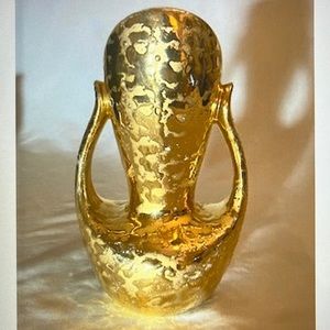 Vintage ’50s Savoy 24K Weeping Gold Double Handle Vase